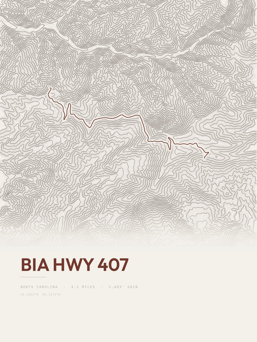 BIA Hwy 407 Topographic print