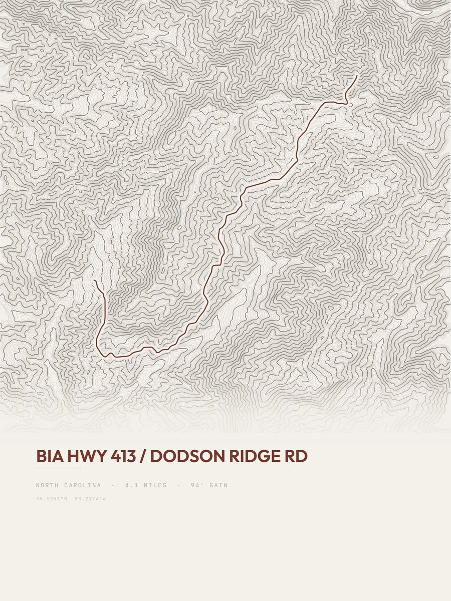 BIA Hwy 413 / Dodson Ridge Rd Topographic print
