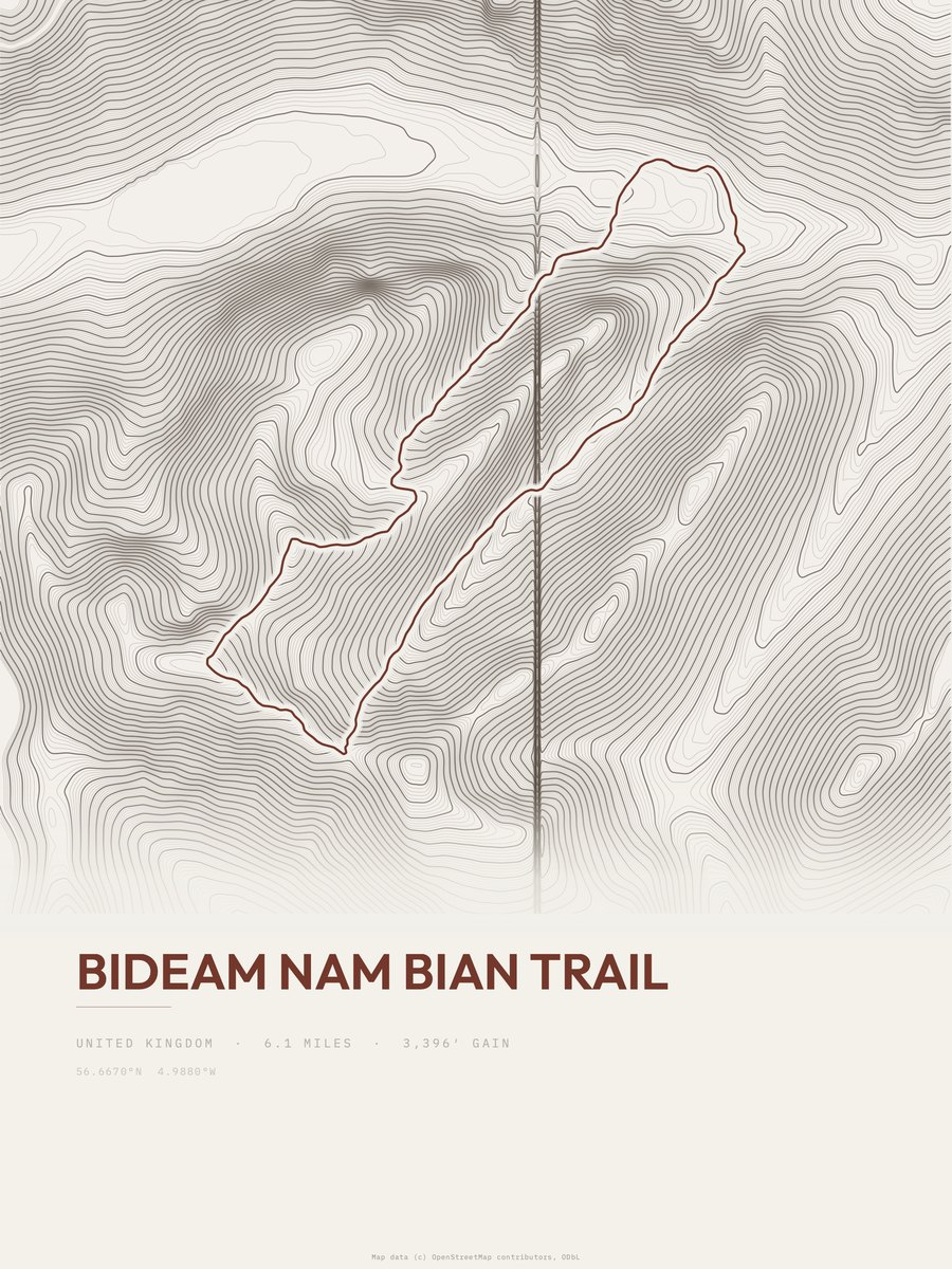 Bideam nam Bian Trail topographic trail print
