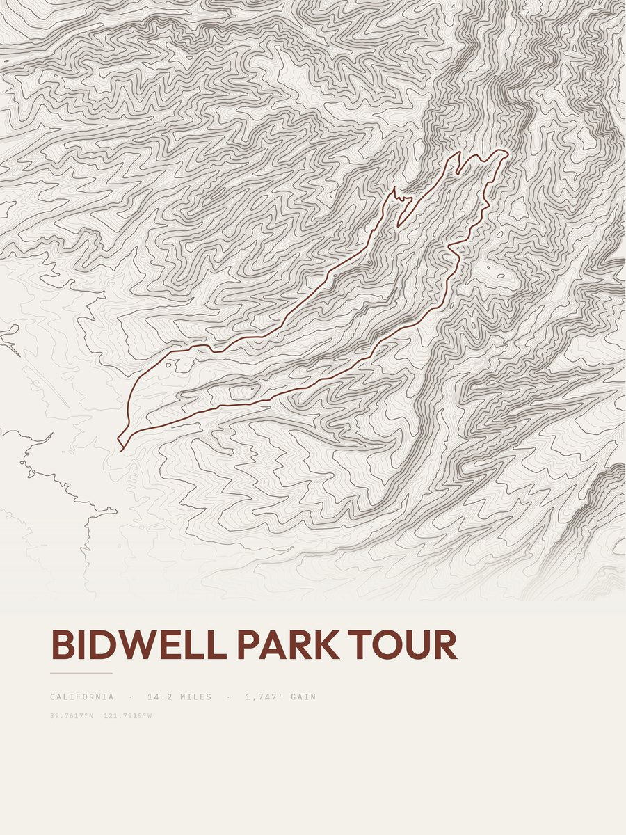 Bidwell Park Tour Topographic print