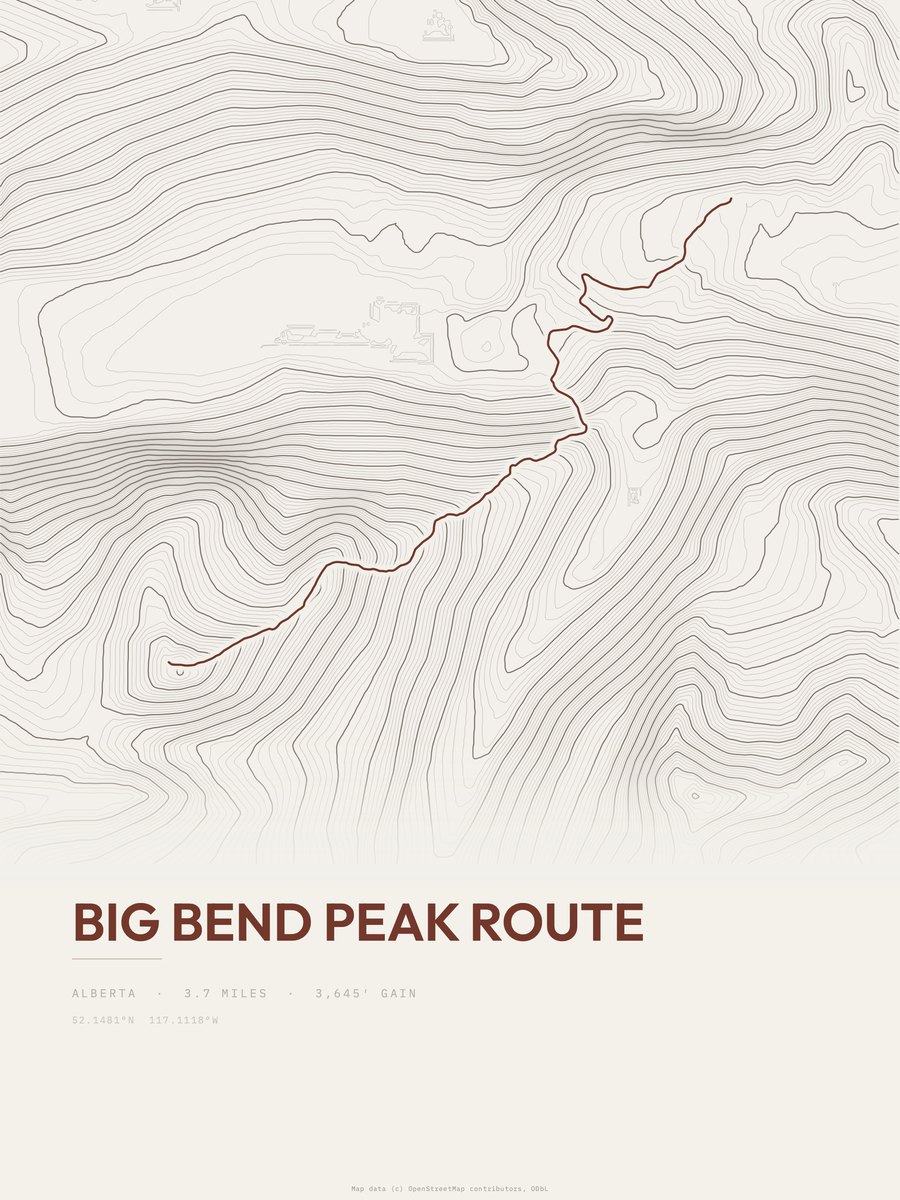 Big Bend Peak Route Topographic print