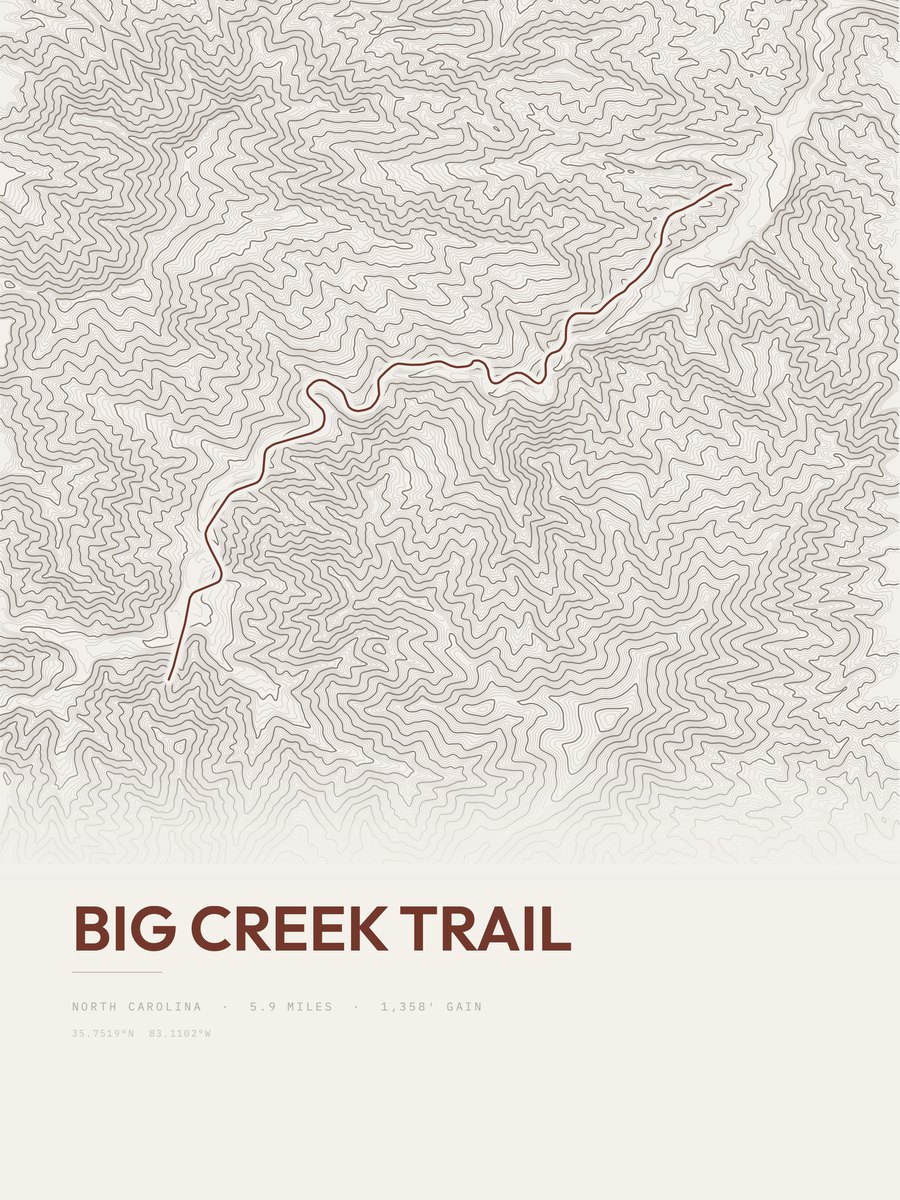 Big Creek Trail topographic trail print