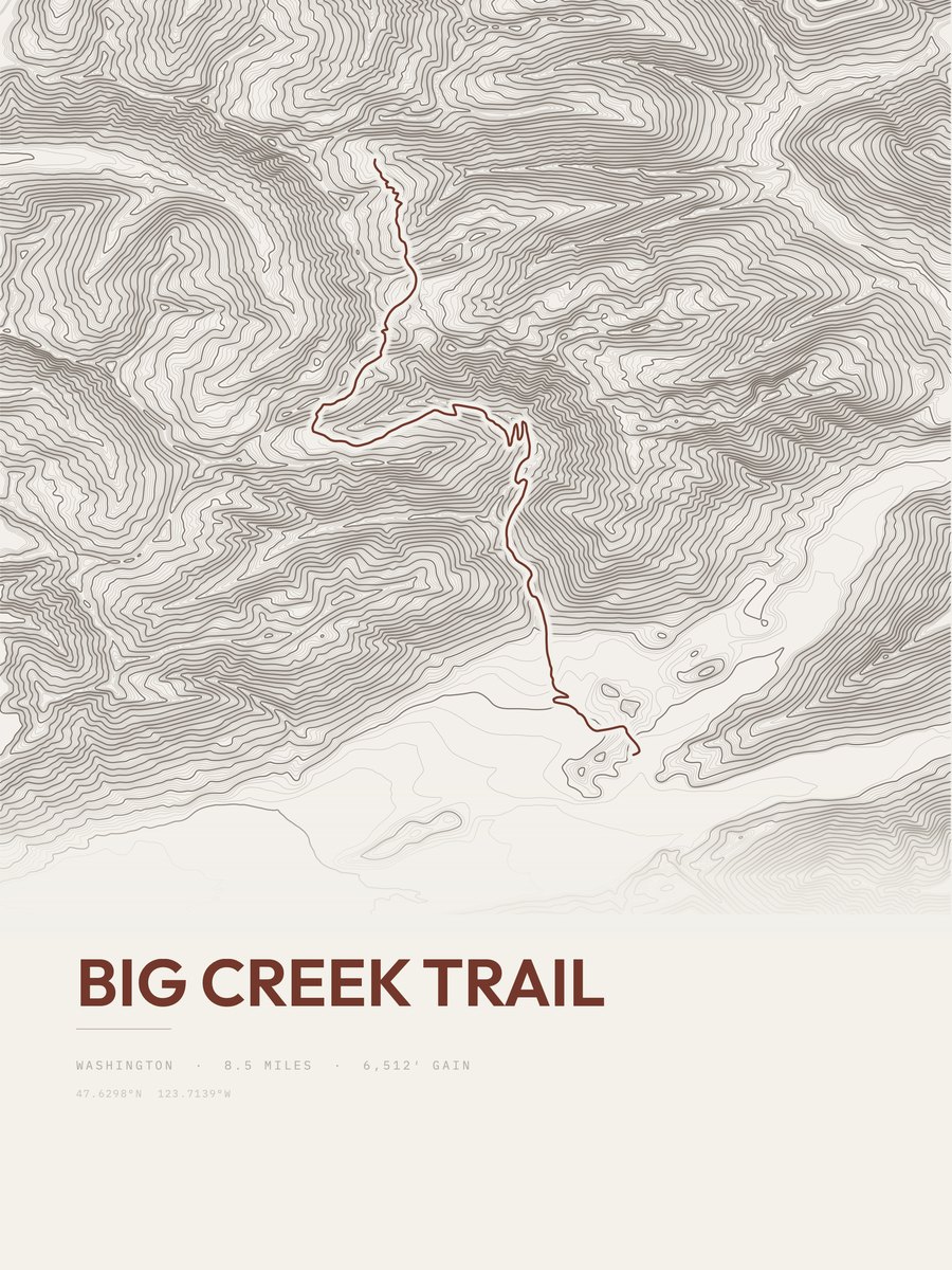 Big Creek Trail topographic trail print