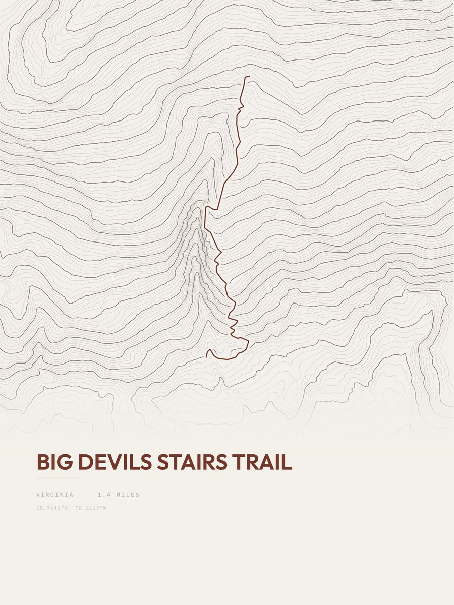 Big Devils Stairs Trail Topographic print