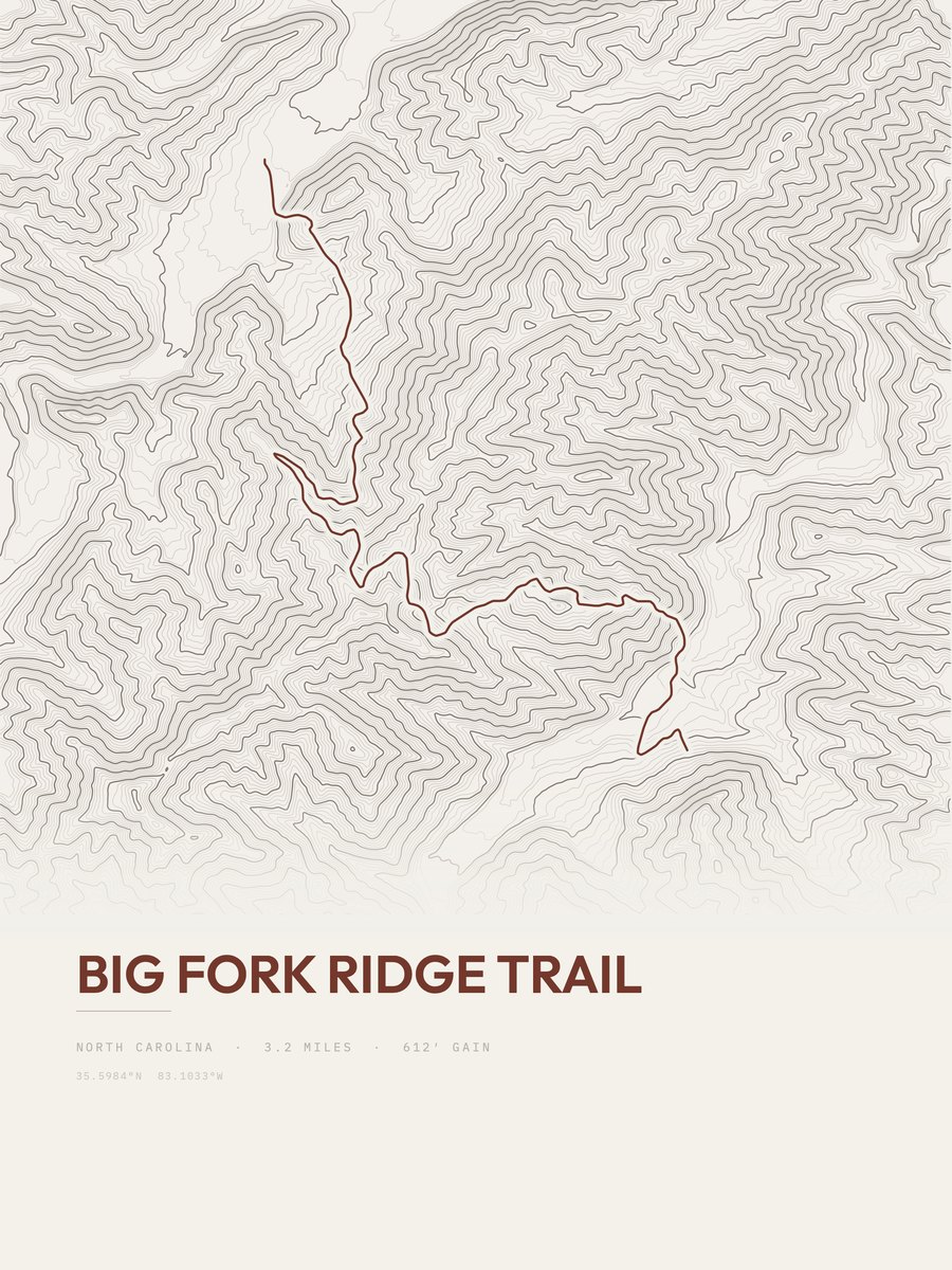 Big Fork Ridge Trail topographic trail print