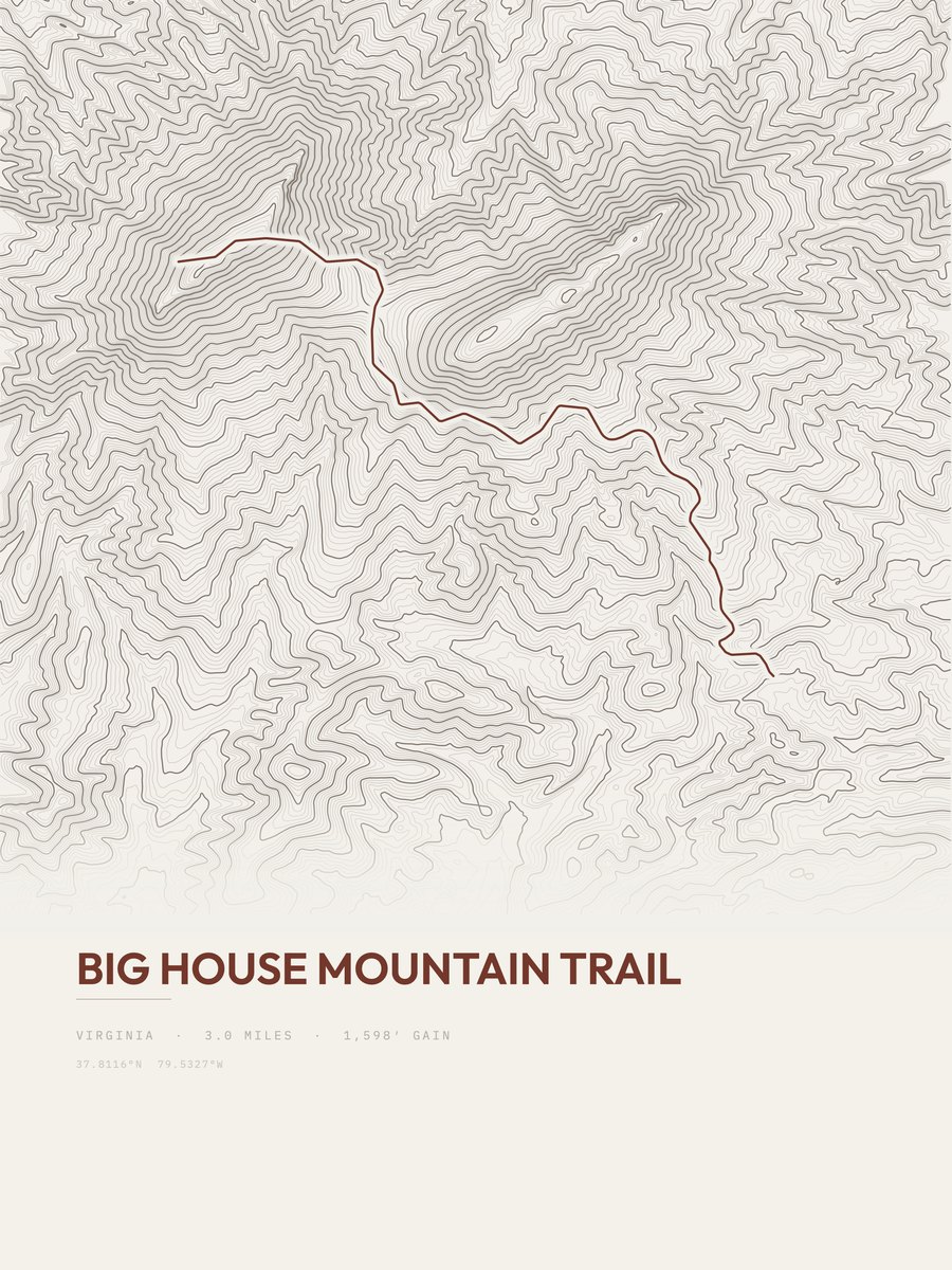 Big House Mountain Trail Topographic print