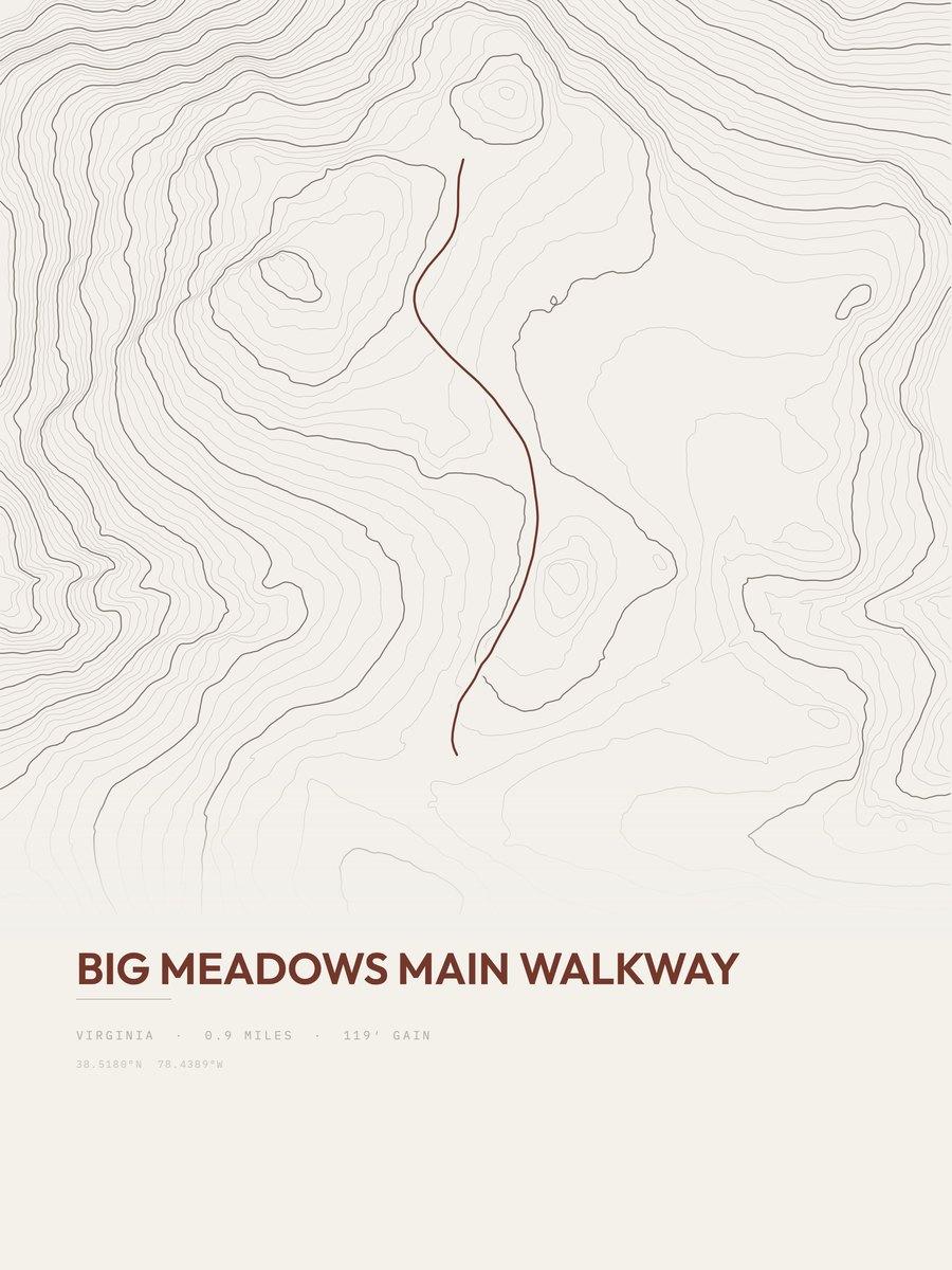 Big Meadows Main Walkway topographic trail print