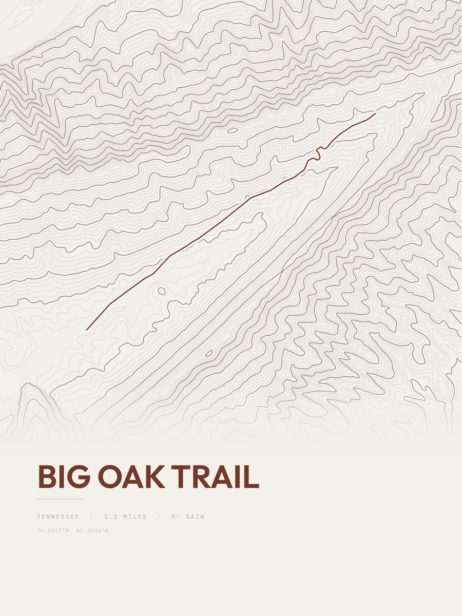 Big Oak Trail Topographic print