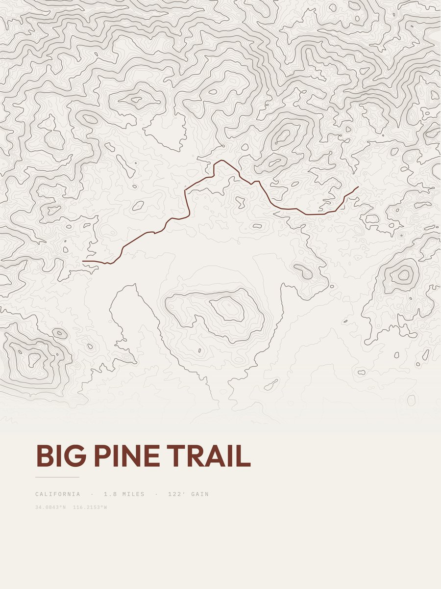 Big Pine Trail topographic trail print