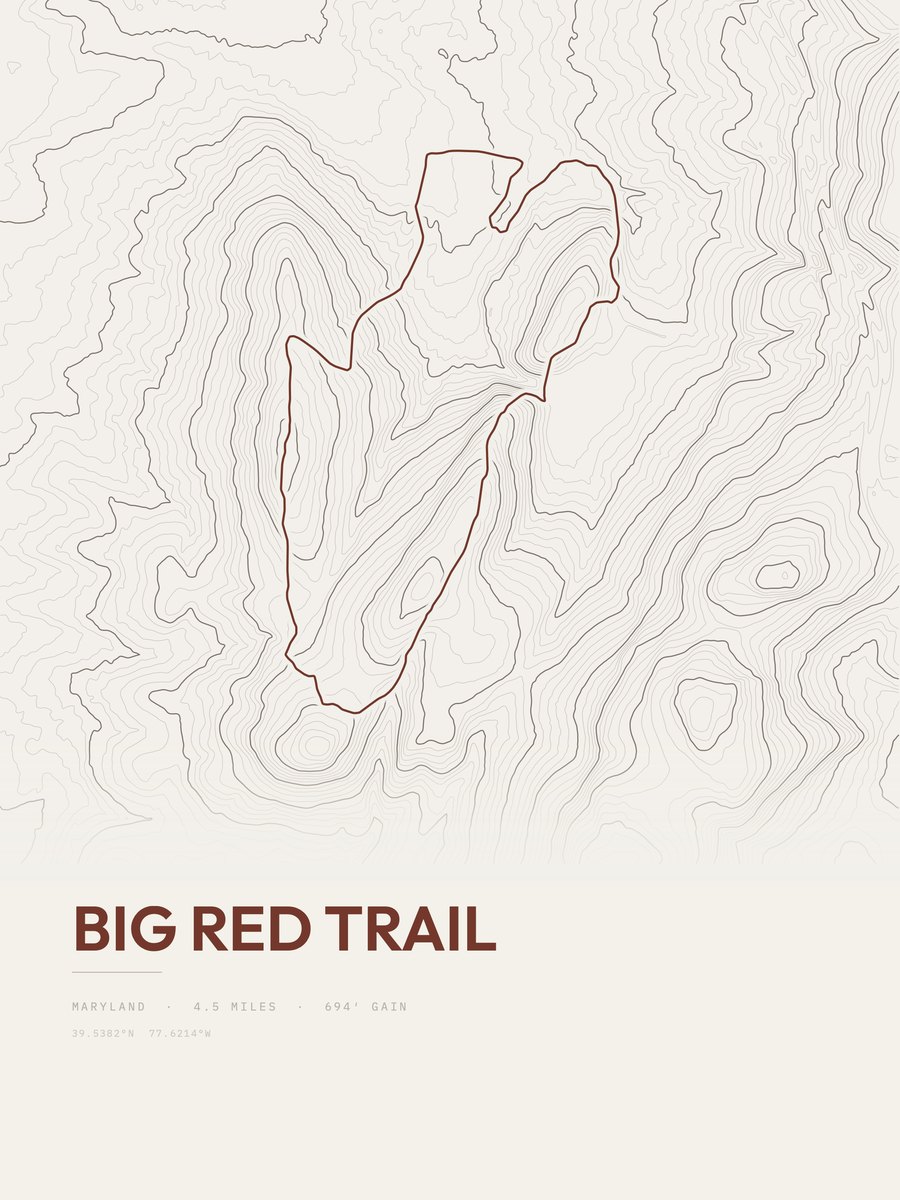 Big Red Trail Topographic print