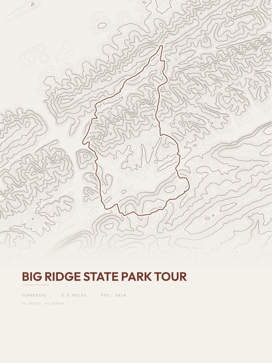 Big Ridge State Park Tour Topographic print