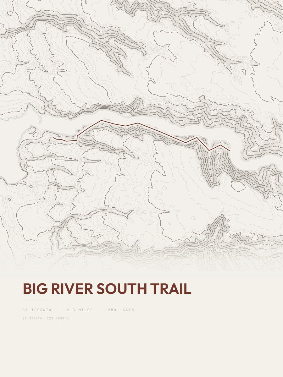 Big River South Trail Topographic print