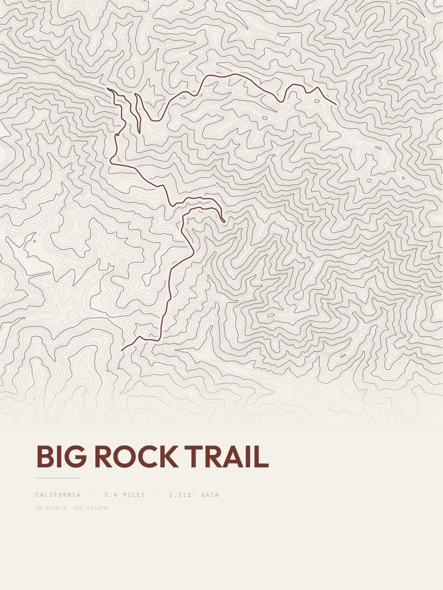 Big Rock Trail Topographic print