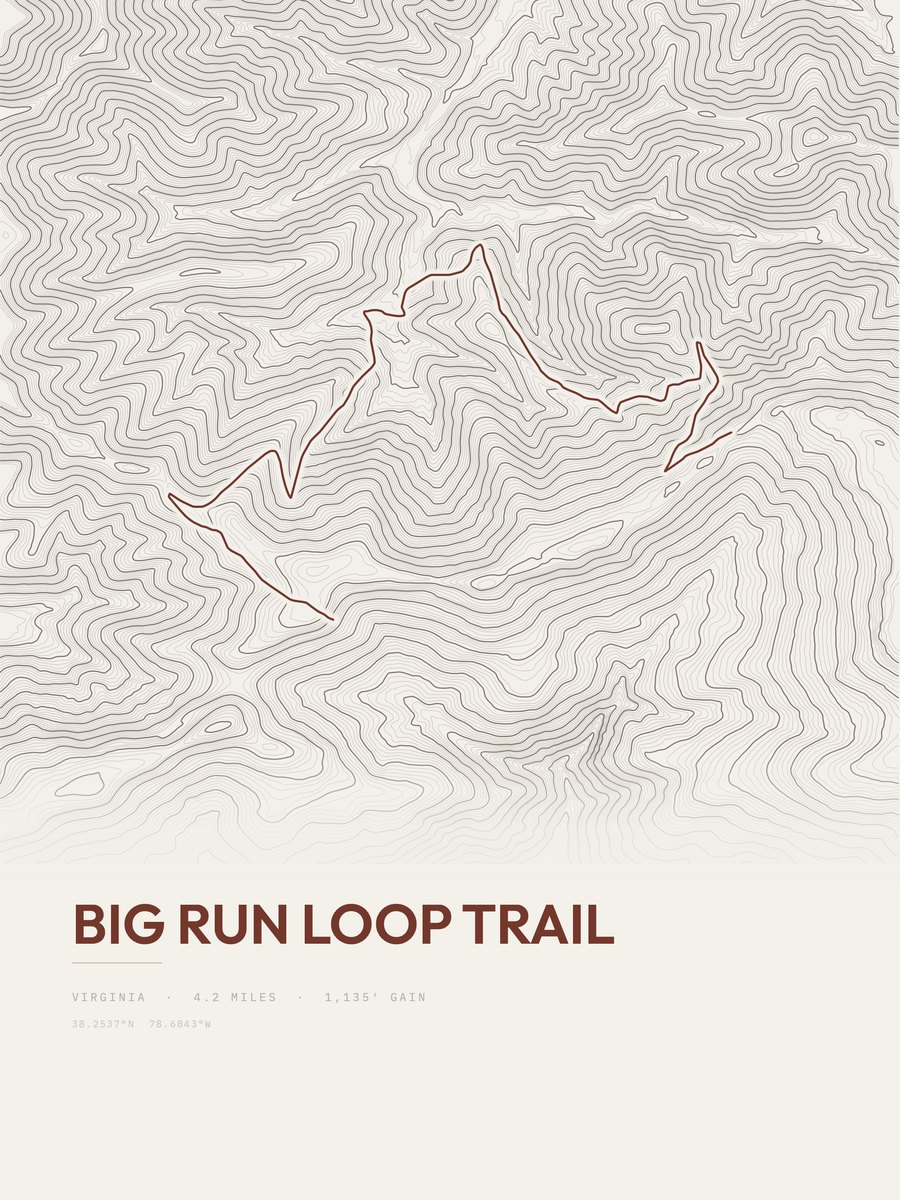 Big Run Loop Trail topographic trail print