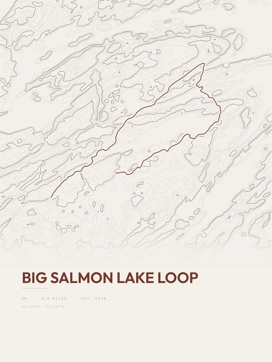 Big Salmon Lake Loop topographic trail print
