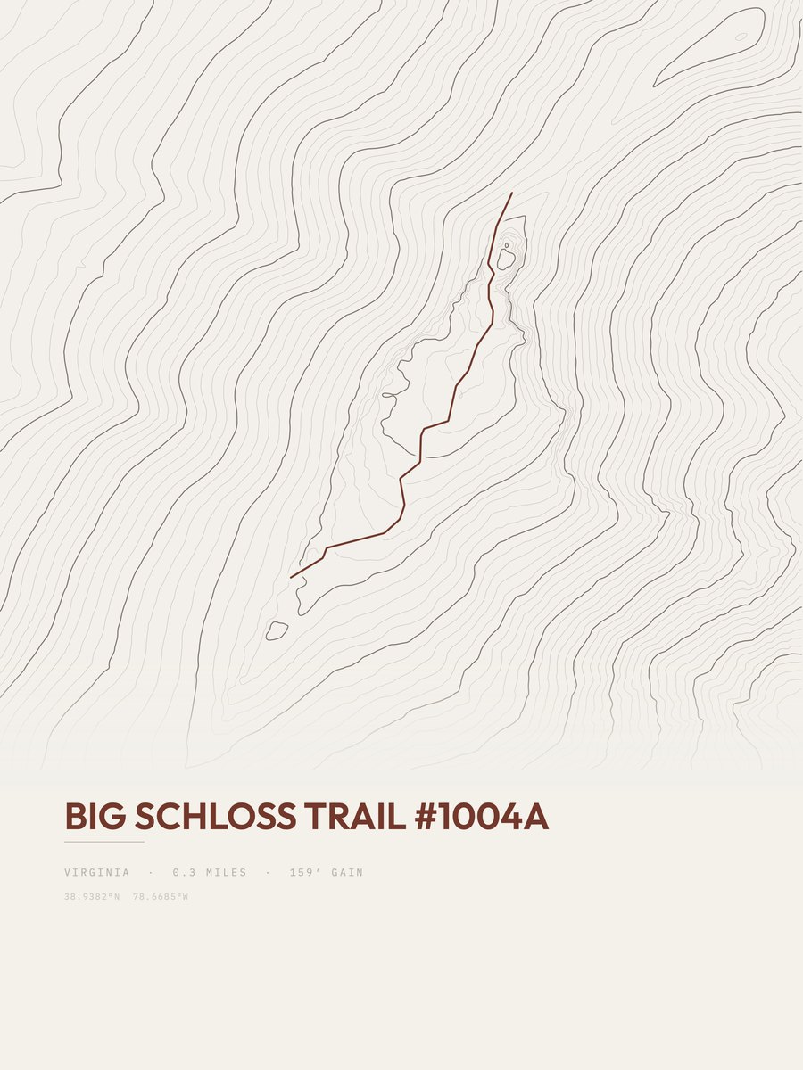 Big Schloss Trail topographic trail print