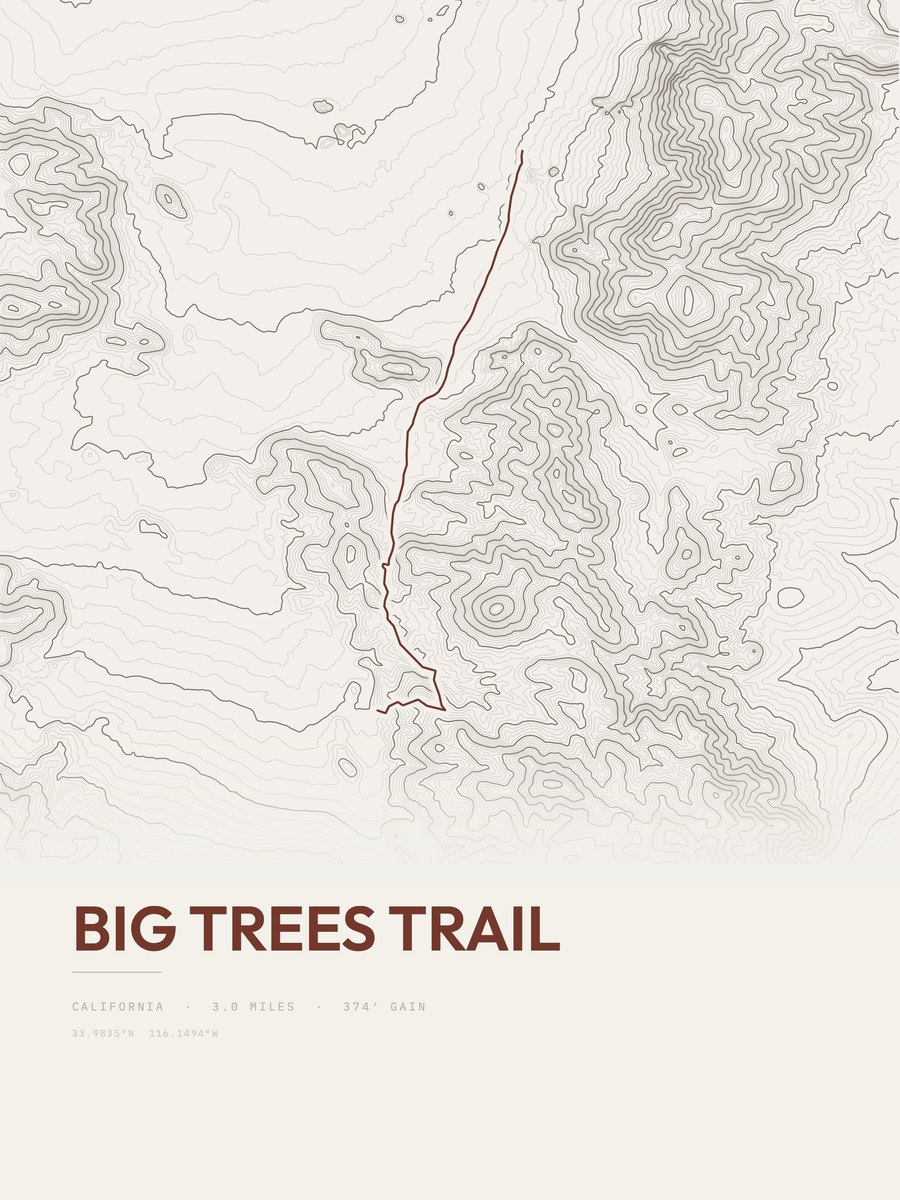 Big Trees Trail Topographic print