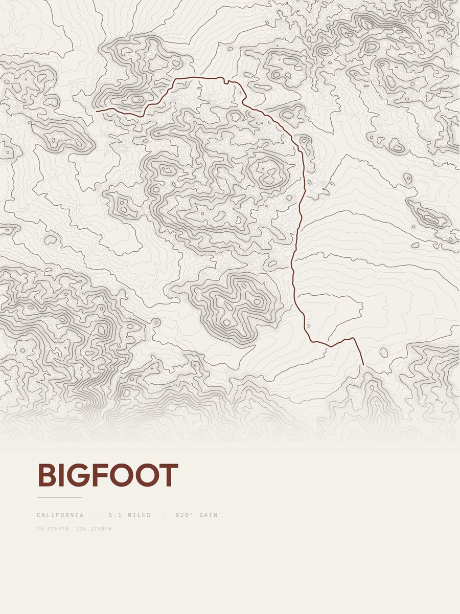 Bigfoot Topographic print