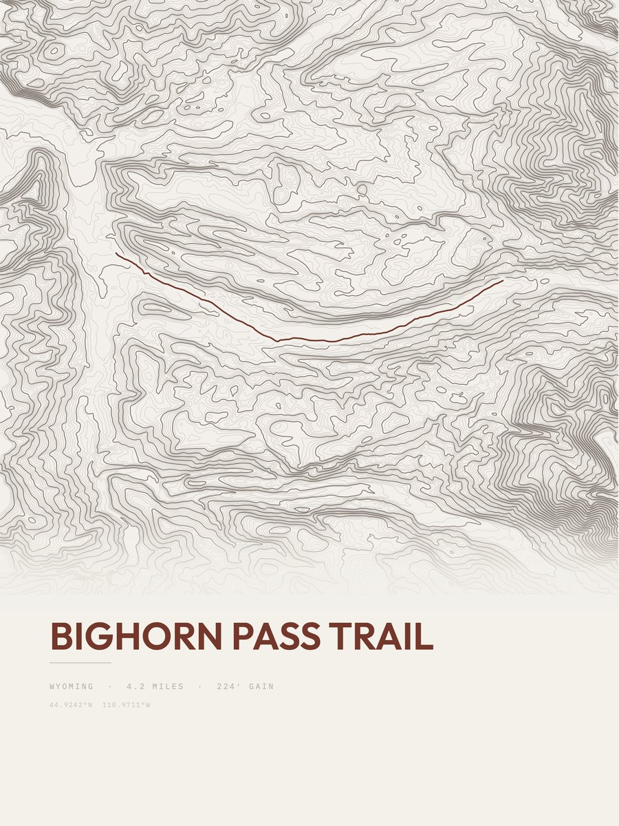 Bighorn Pass Trail Topographic print