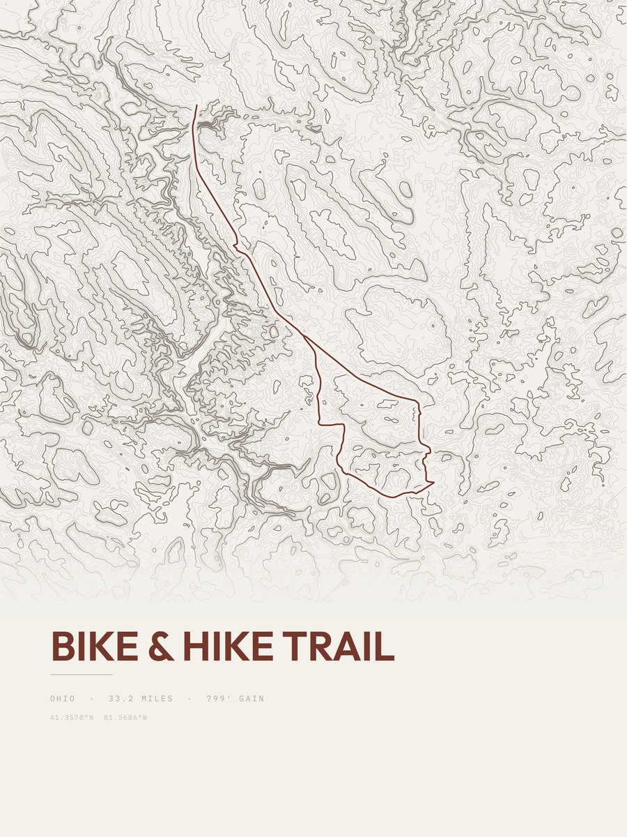 Bike & Hike Trail Topographic print