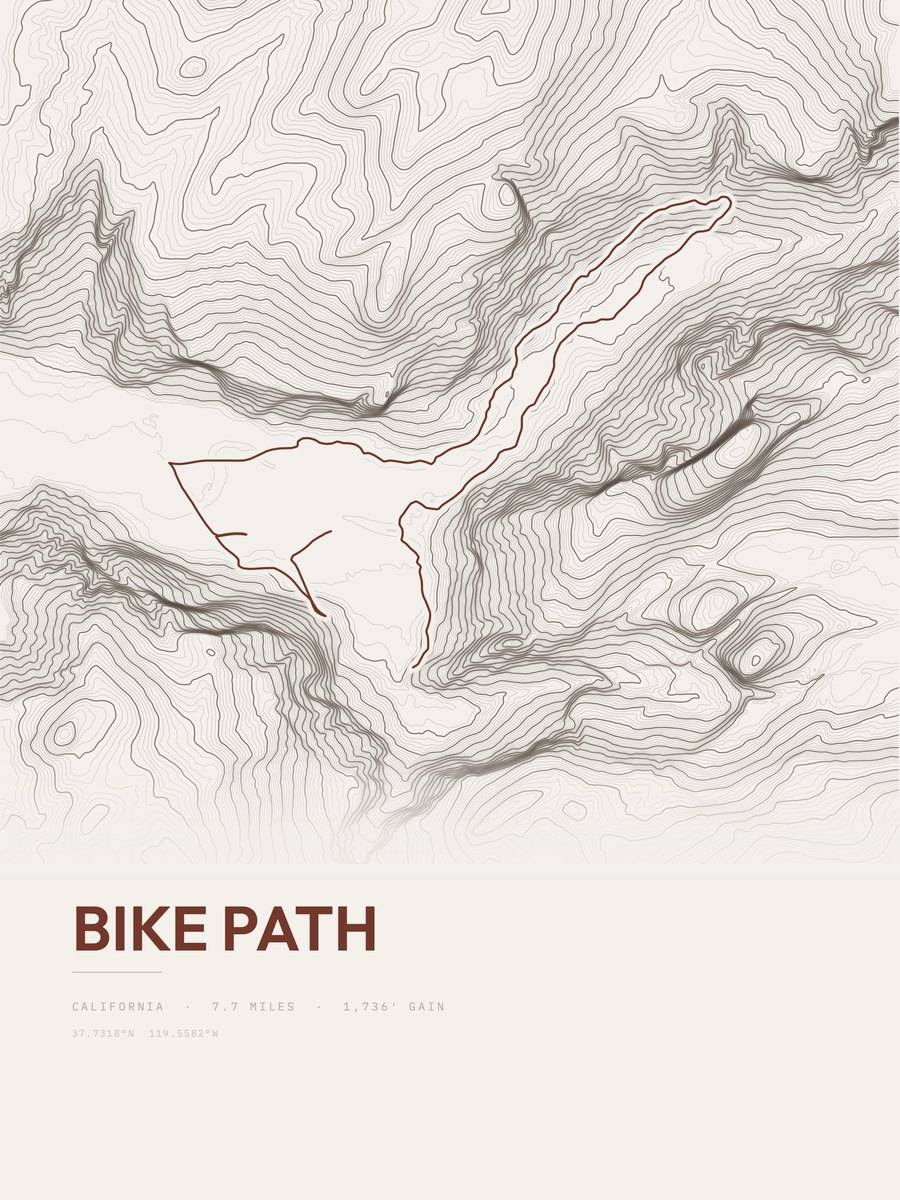 Bike Path Topographic print