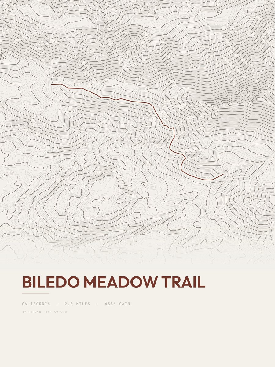 Biledo Meadow Trail Topographic print