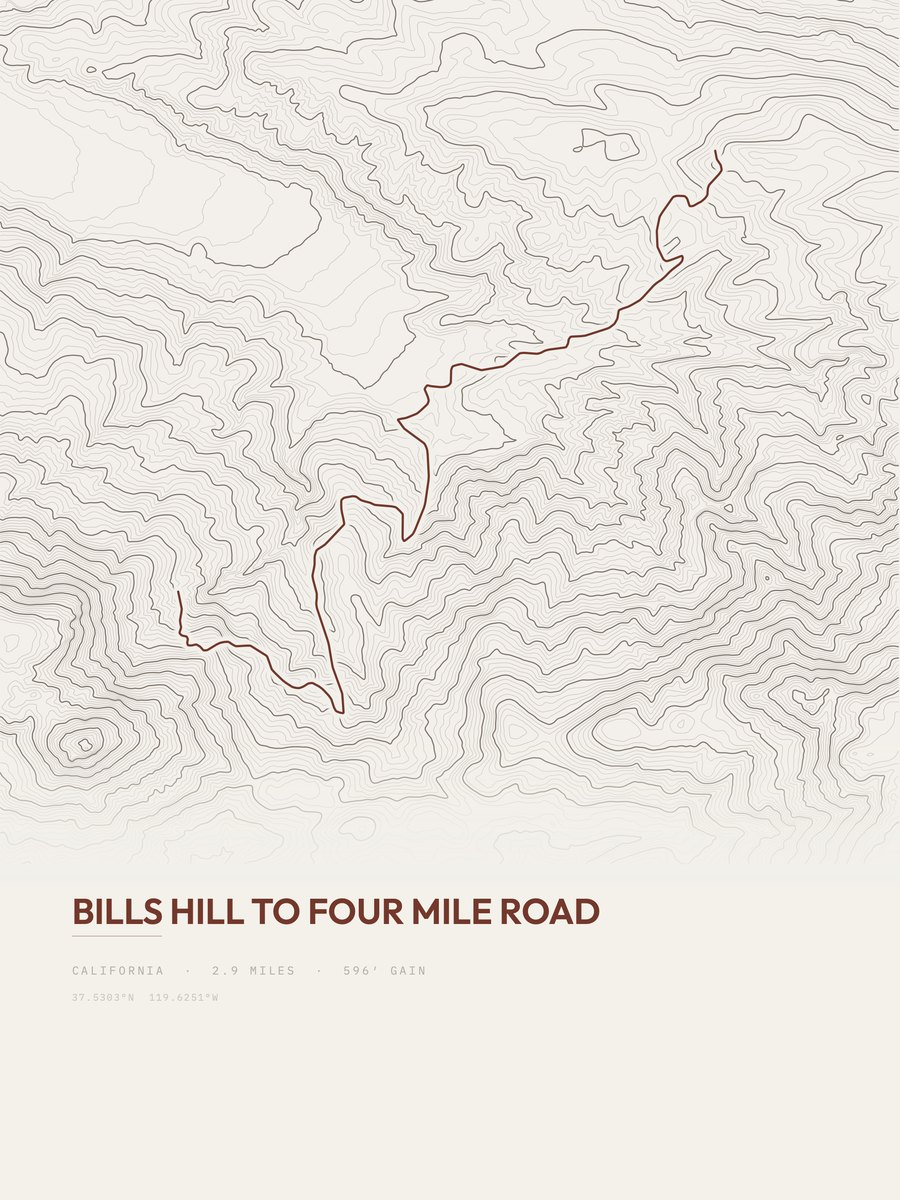 Bills Hill to Four Mile Road Topographic print