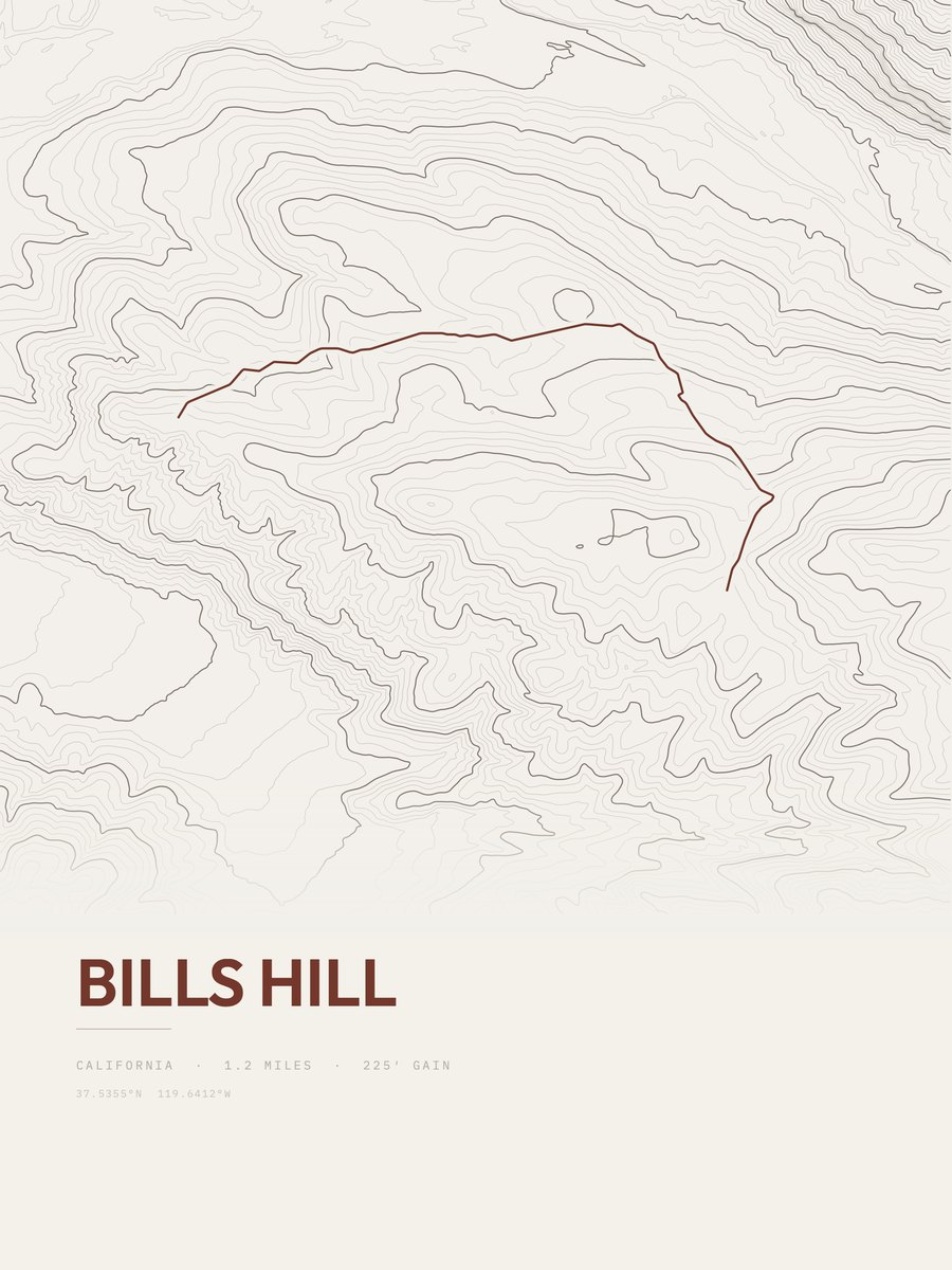 Bills Hill topographic trail print