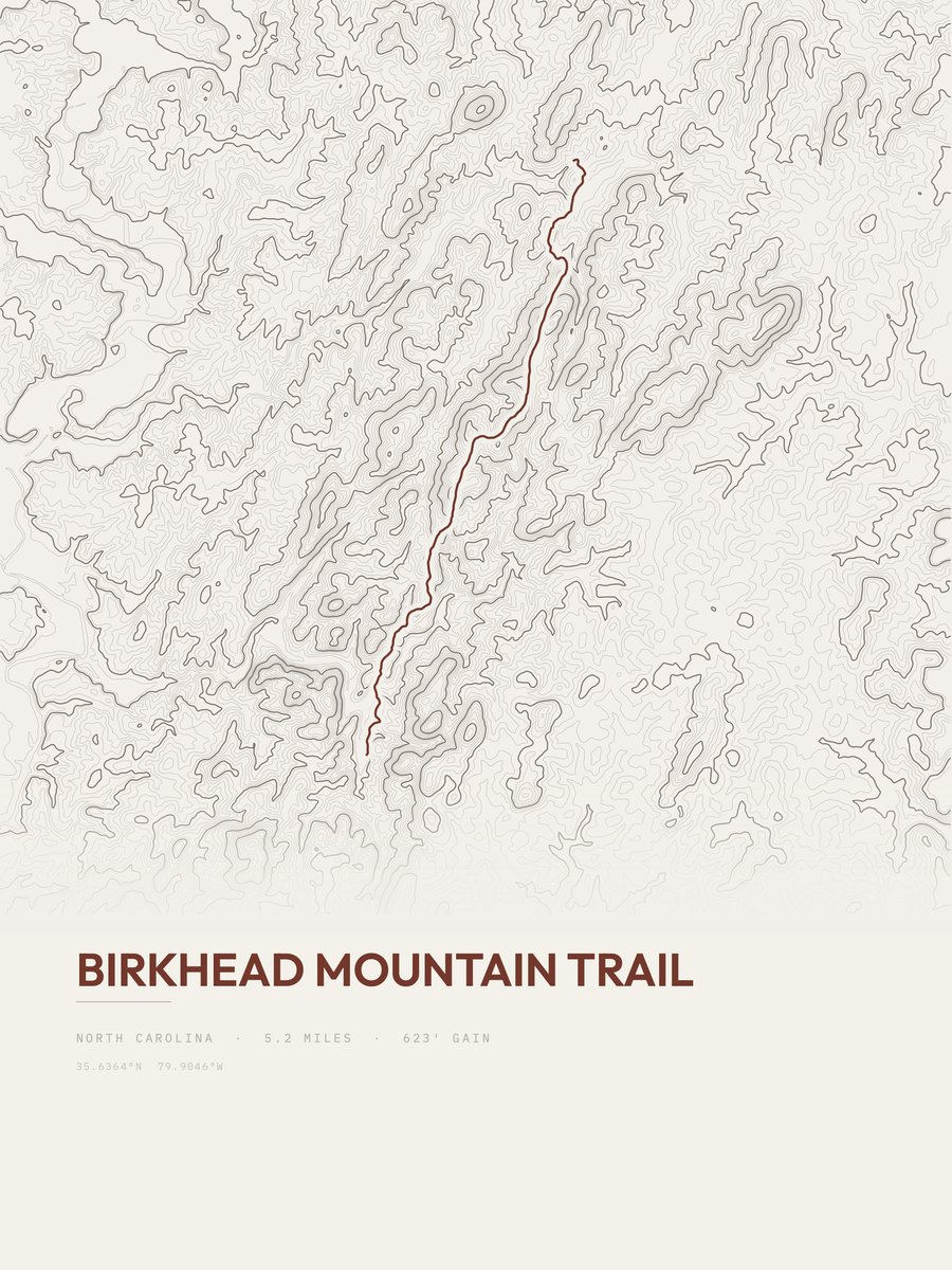 Birkhead Mountain Trail Topographic print