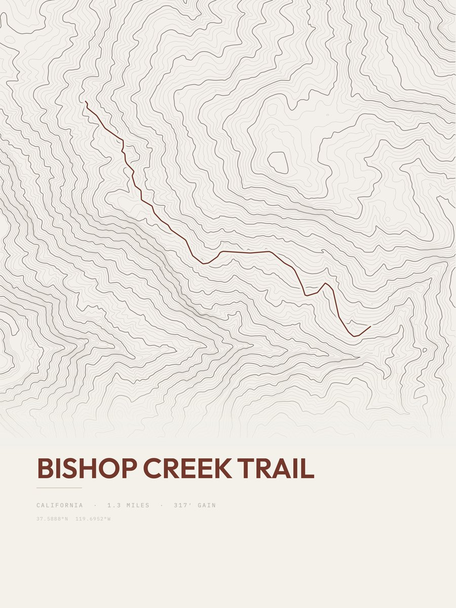 Bishop Creek Trail topographic trail print