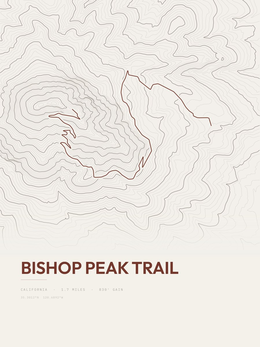Bishop Peak Trail Topographic print