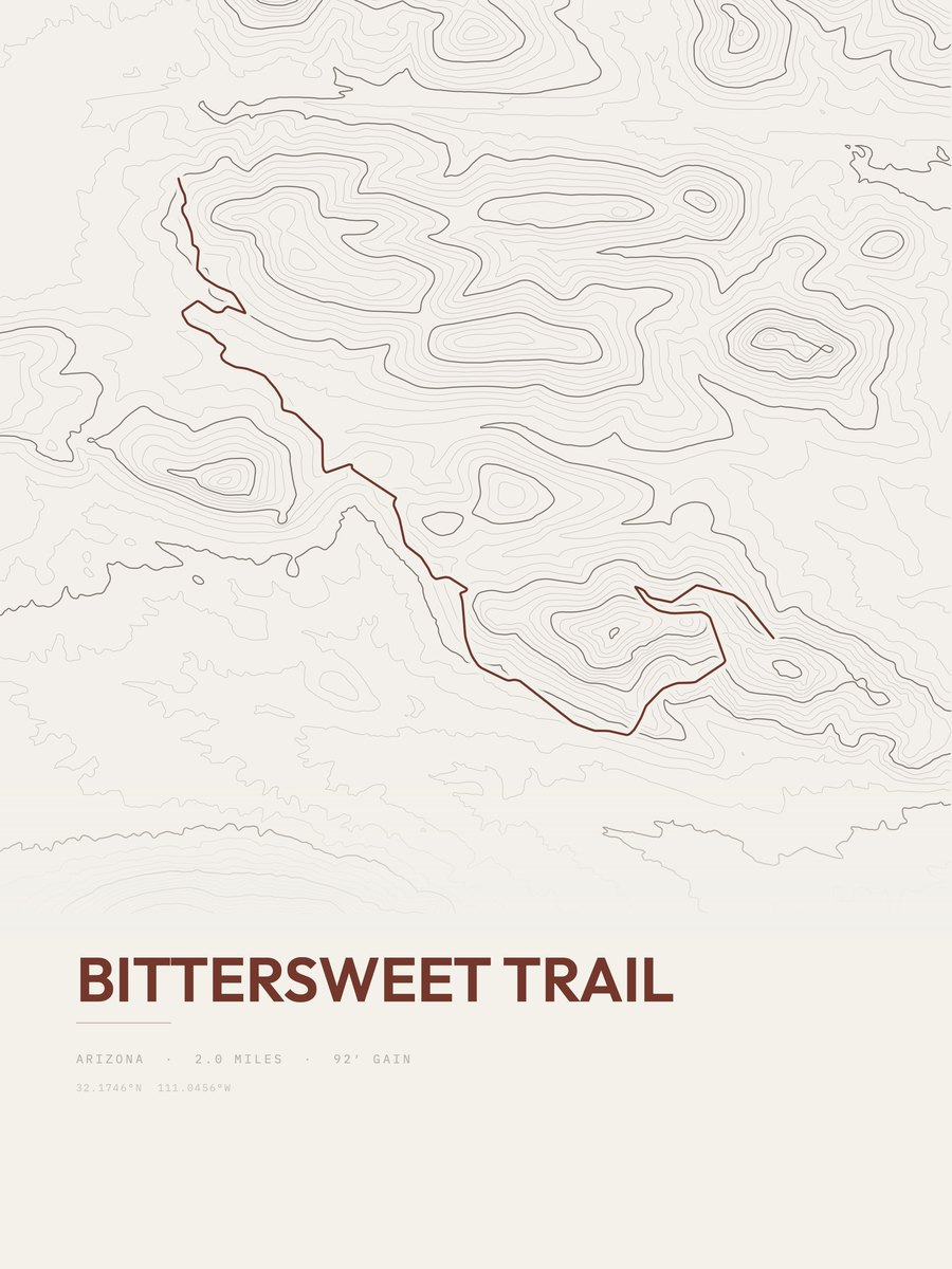 Bittersweet Trail topographic trail print