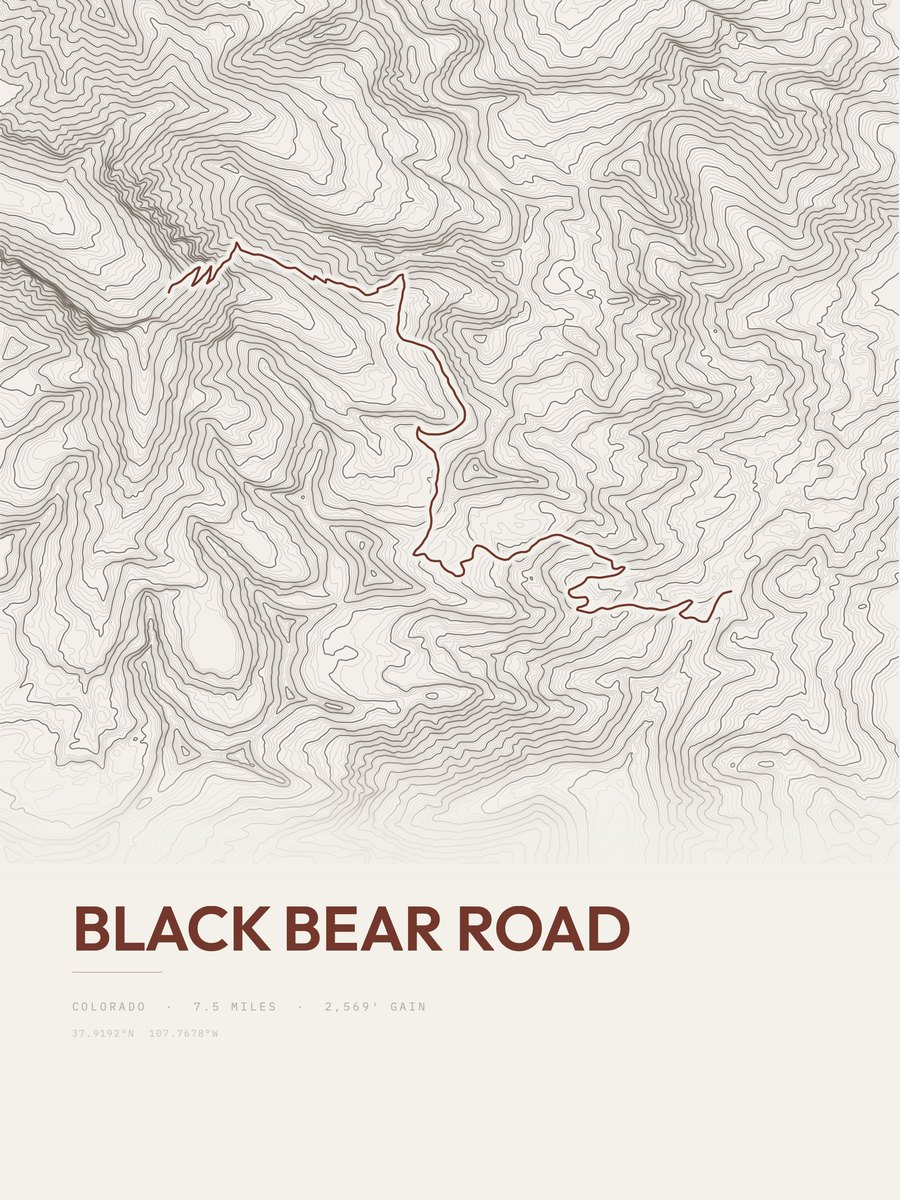 Black Bear Road Topographic print