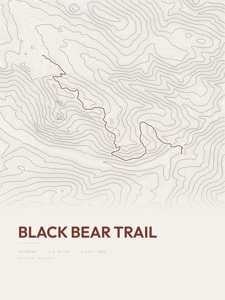 Black Bear Trail Topographic print