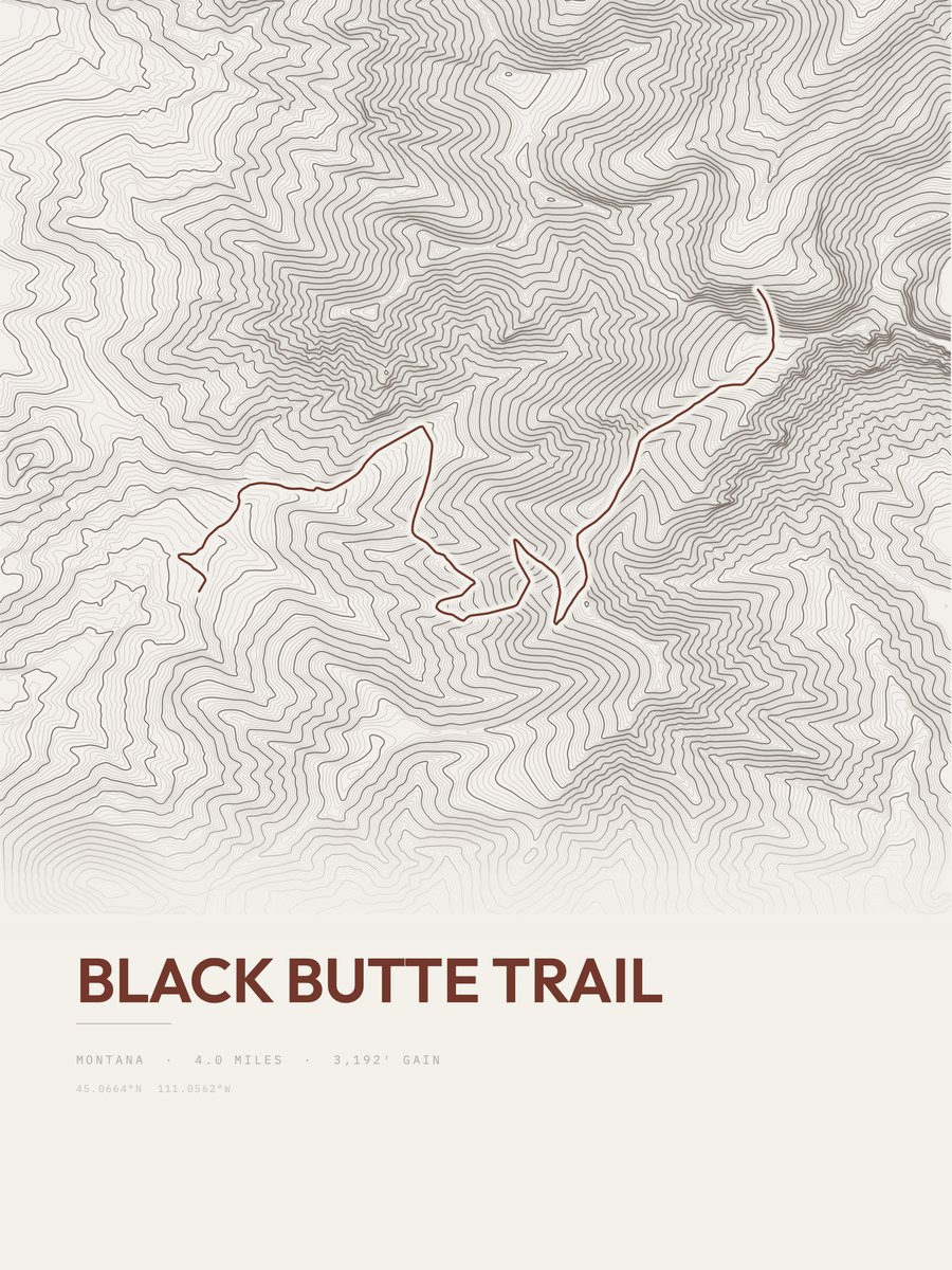 Black Butte Trail Topographic print