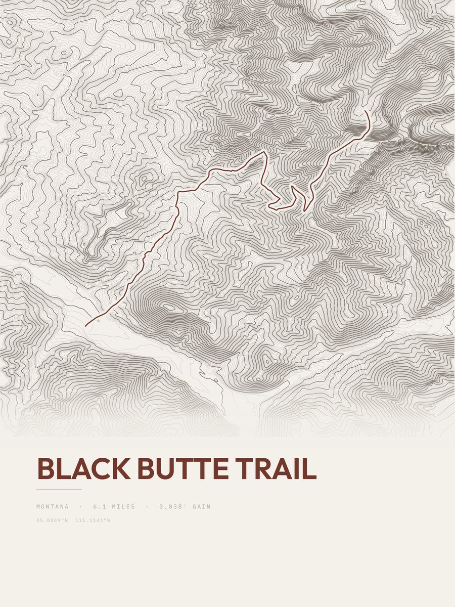 Black Butte Trail Topographic print