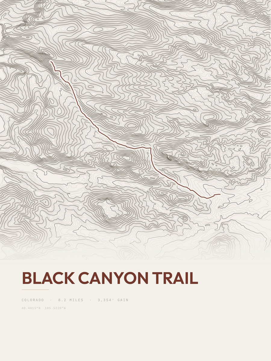 Black Canyon Trail topographic trail print