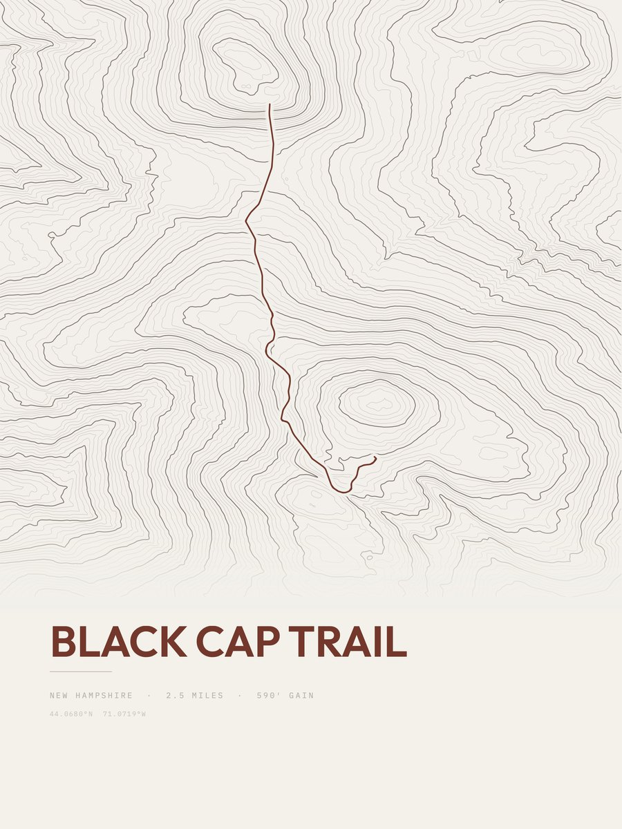 Black Cap Trail topographic trail print