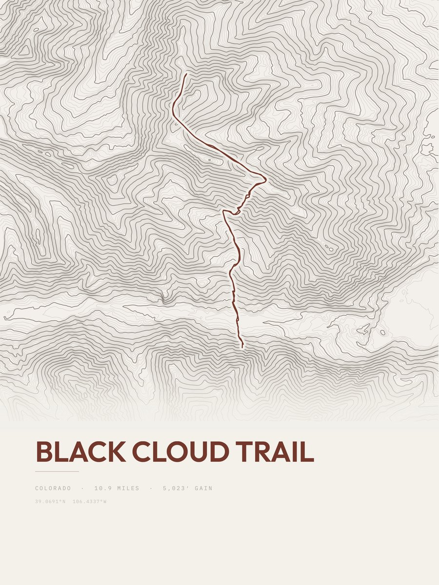 Black Cloud Trail Topographic print