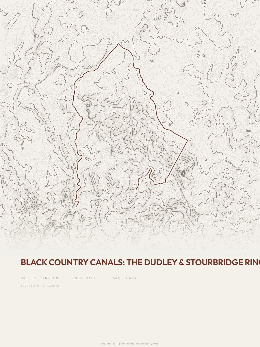 Black Country Canals topographic trail print