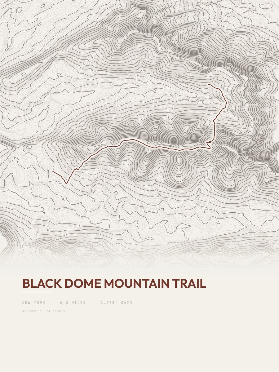 Black Dome Mountain Trail topographic trail print