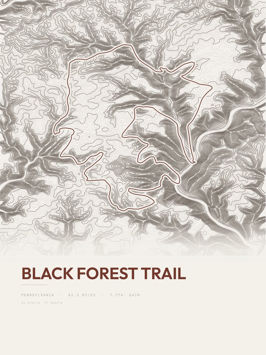 Black Forest Trail topographic trail print