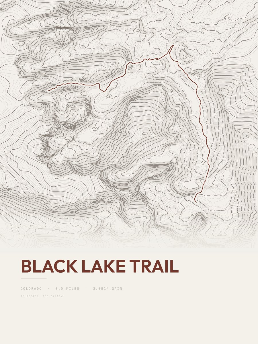 Black Lake Trail Topographic print