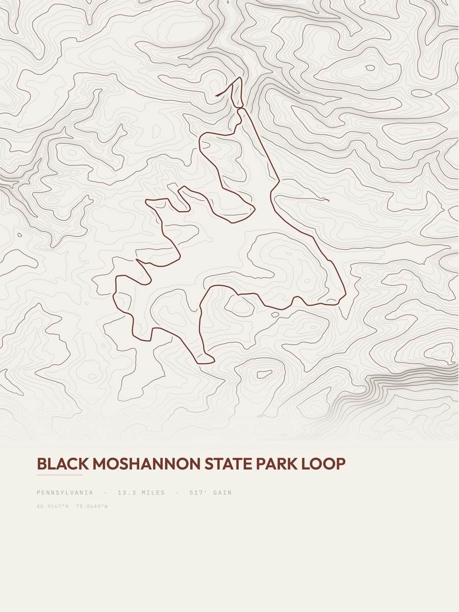 Black Moshannon State Park Loop topographic trail print