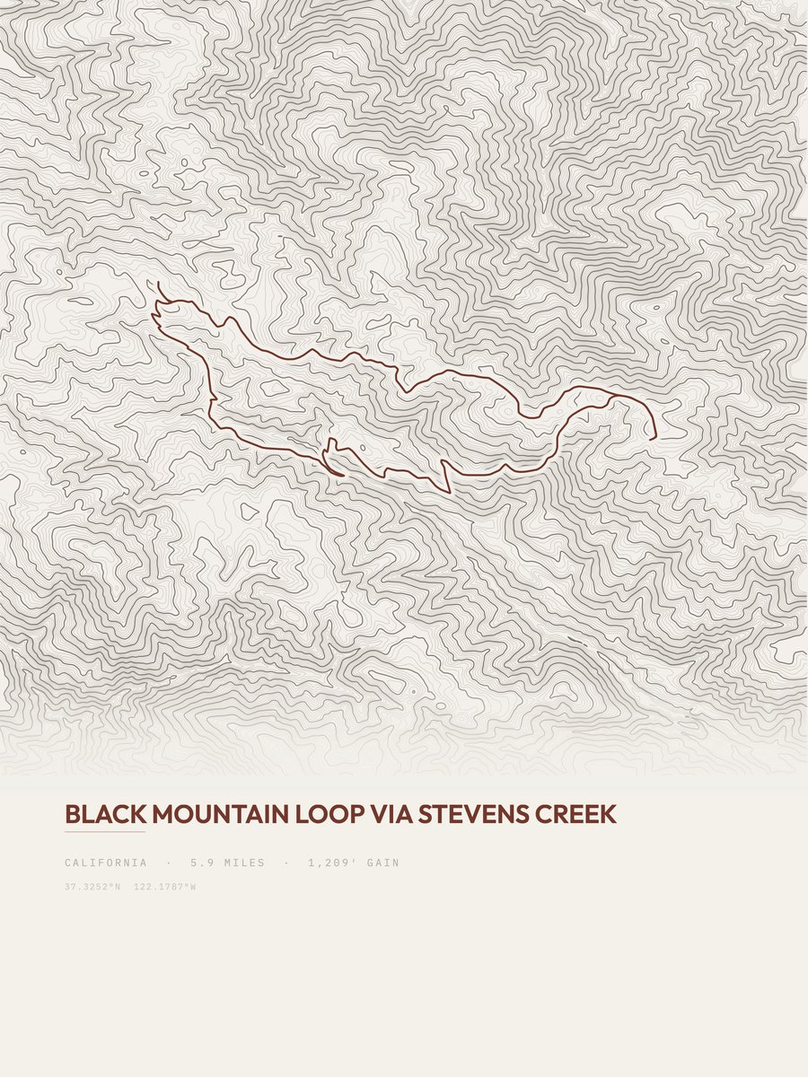 Black Mountain Loop topographic trail print