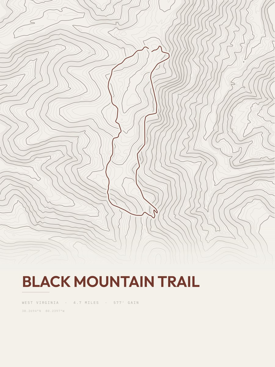 Black Mountain Trail topographic trail print