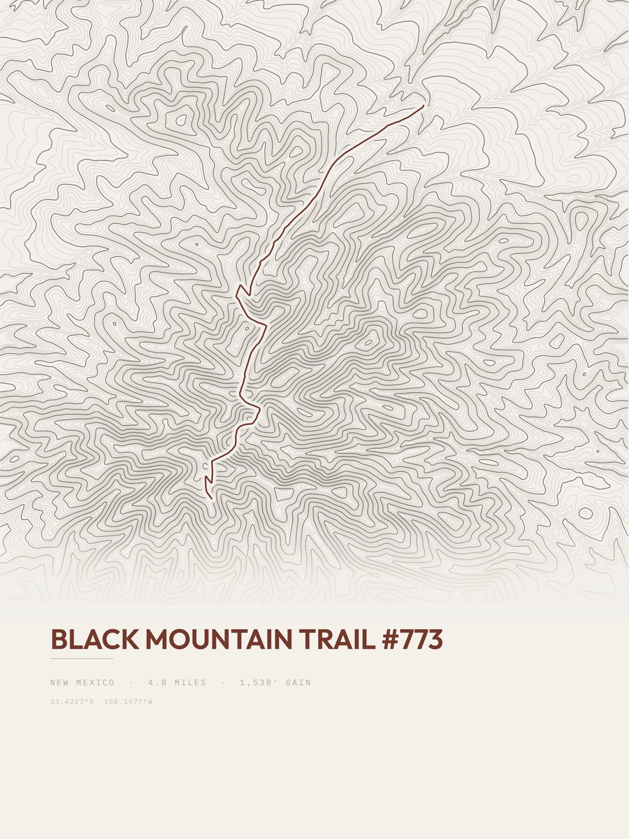 Black Mountain trail Topographic print