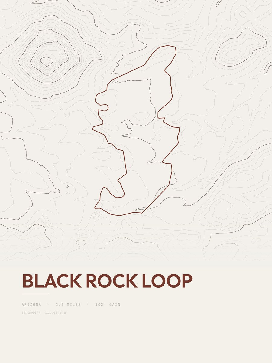 Black Rock Loop topographic trail print