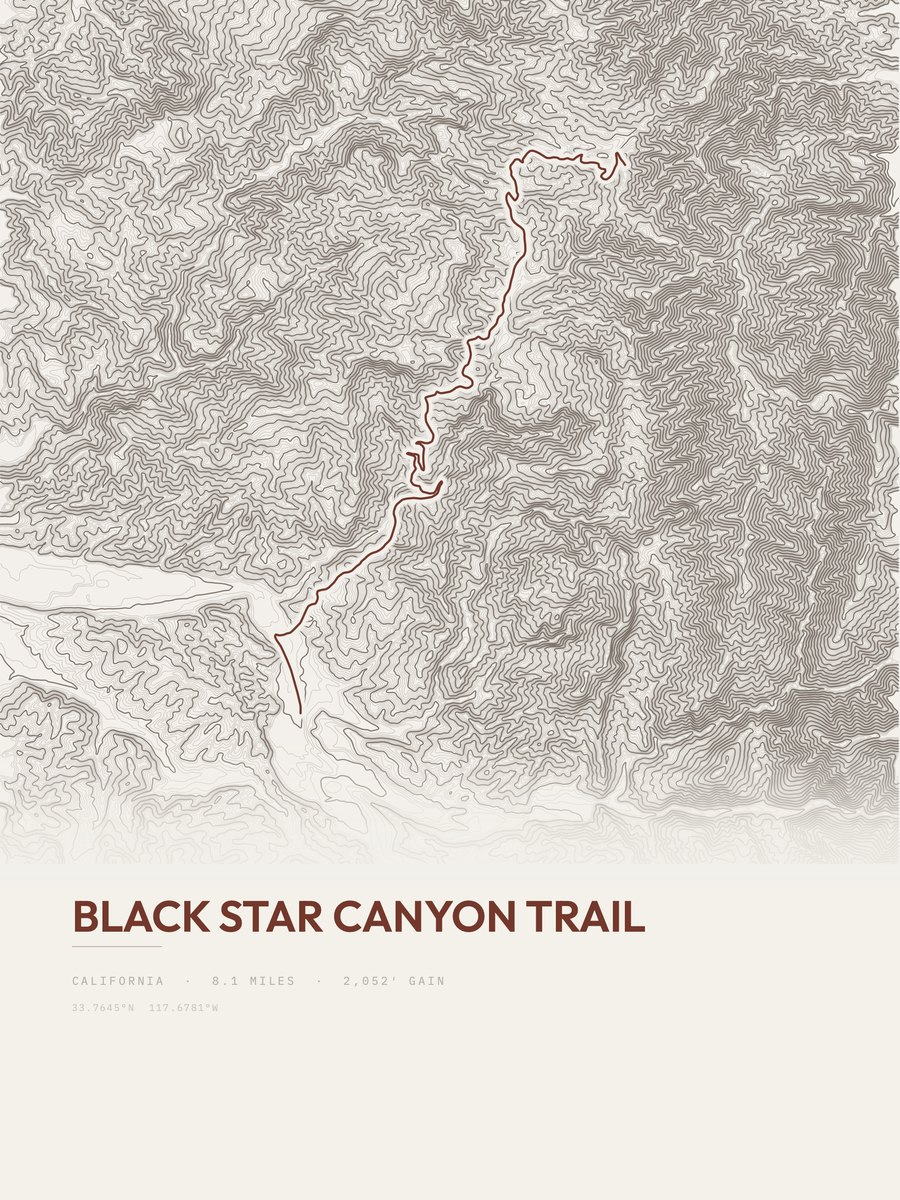 Black Star Canyon Trail Topographic print