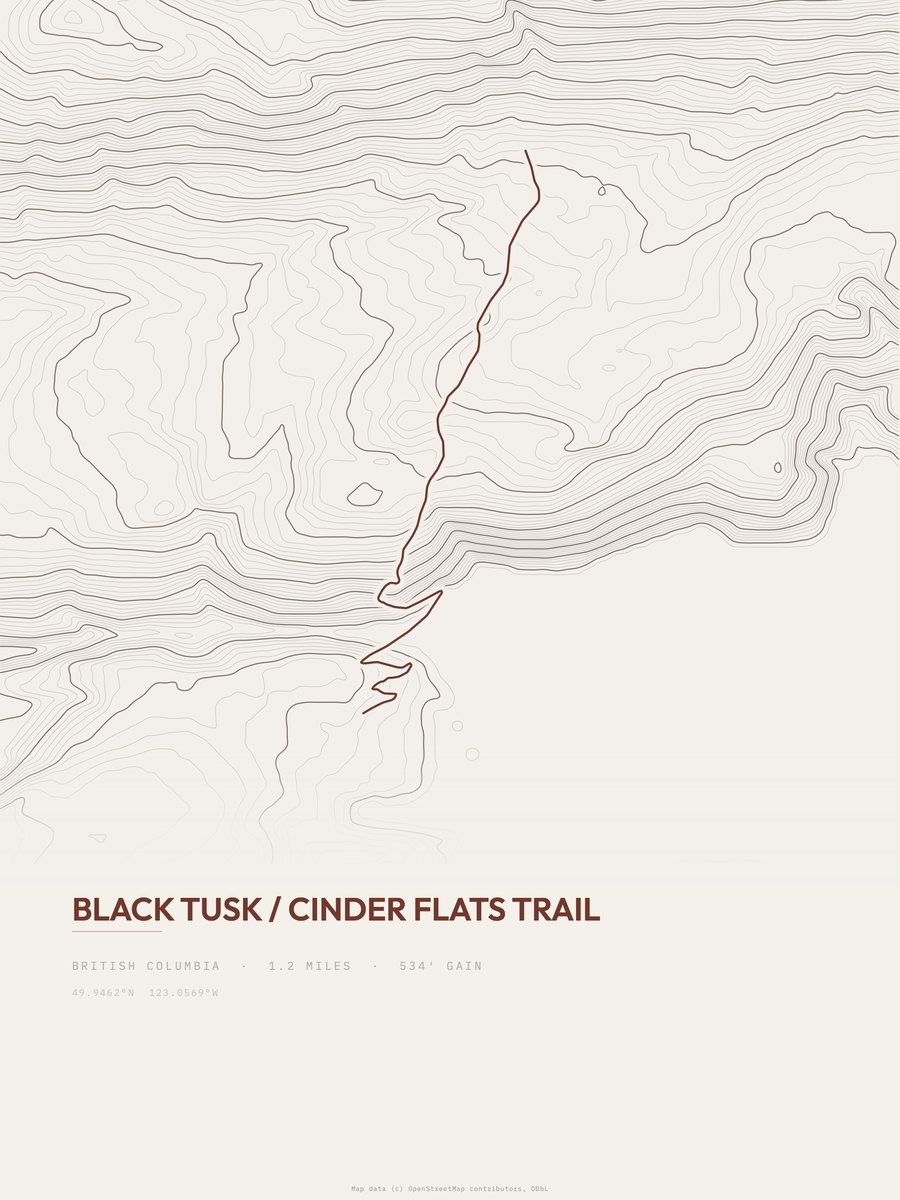 Black Tusk / Cinder Flats Trail Topographic print